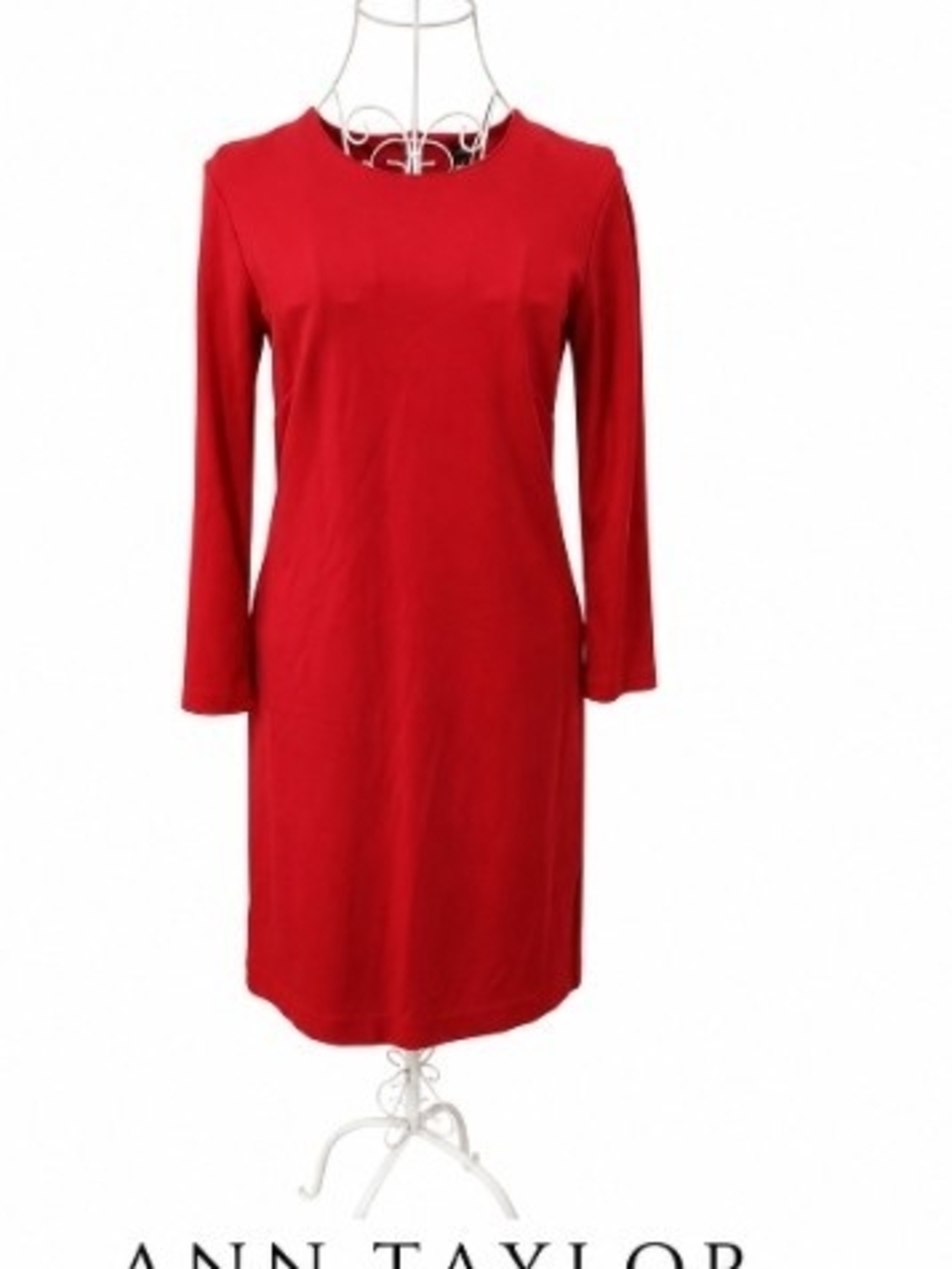 Ann Taylor Vibrant Red Long Sleeve Sheath Dress